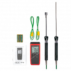 Термометр RGK CT-12 с погружным зондом температуры TR-10W и поверхностным зондом TR-10S комплектация