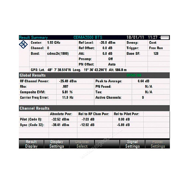 Опция общего анализа сигналов базовых станций CDMA2000 Rohde   Schwarz FSH-K46