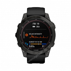 умные Часы Garmin Fenix 7 Sapphire Solar титановый серый DLC с черным ремешком