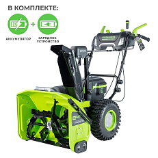 Снегоуборщик аккумуляторный самоходный Greenworks GD82ST56 бесщеточный, 82V с 3хАКБ 5 Ач + ЗУ 24А