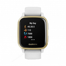 смарт Часы Garmin Venu Sq белый с золотистым алюминиевым безелем и с силиконовым ремешком