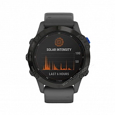 беговые смарт часы Garmin Fenix 6 Pro Solar черный с серым ремешком